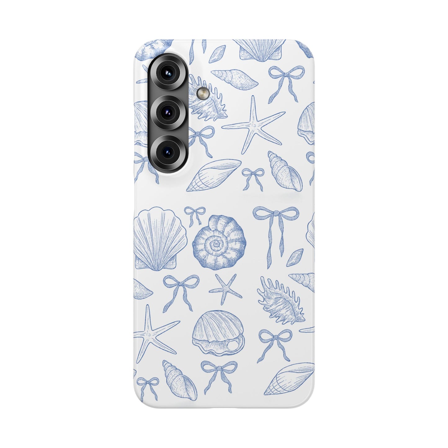 Aesthetic blue seashell pattern durable Snap Case