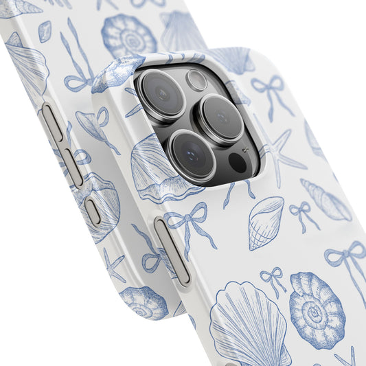 Blue ribbon and seashell pattern Snap Case