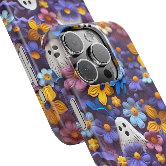 iPhone 16 Pro snap phone case close up - Clay Flowers & Ghosts