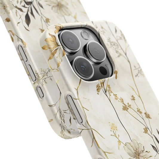 iPhone 16 Pro snap phone case close up - Flowers Marble