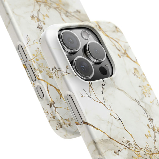 iPhone 16 Pro snap phone case close up -
Gold Branches Marble