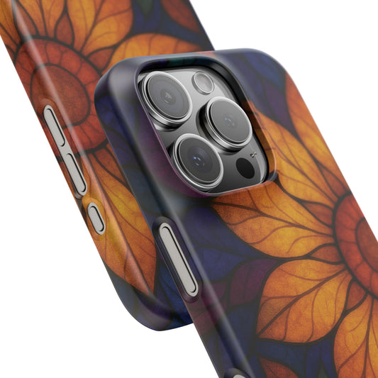 iPhone 16 Pro snap phone case close up - Sunflower Stained Glass