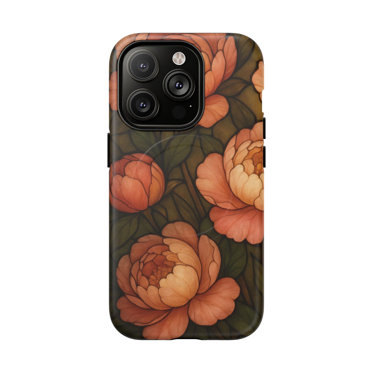 iPhone 14 Pro magsafe phone case - Peony Stained Glass