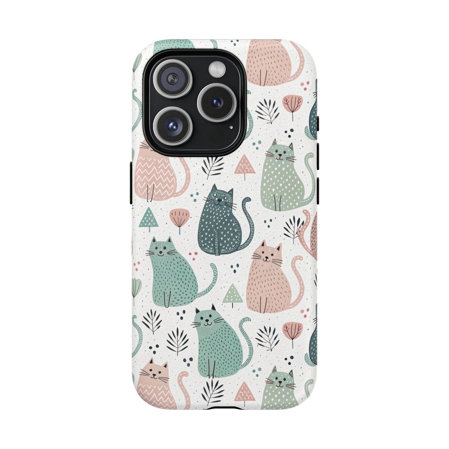 Slim magnetic case for iPhone with a Hello Cats design