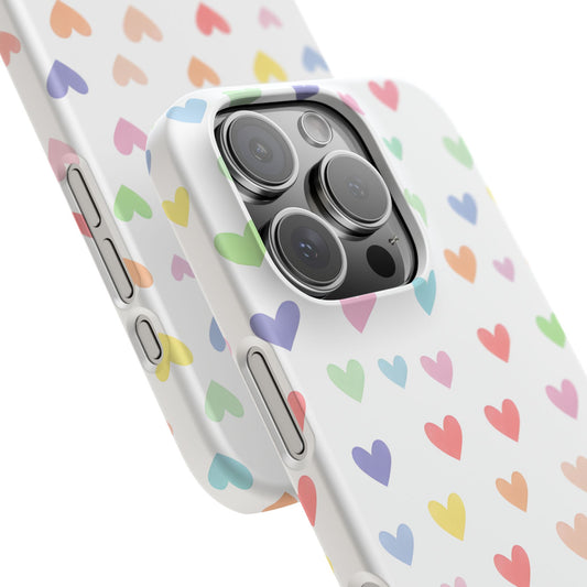 iPhone 16 Pro snap phone case close up - Pastel Heart Shapes Pattern