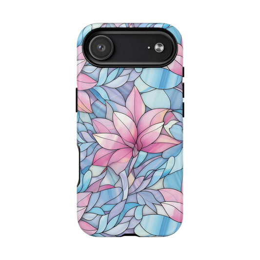 iPhone 17 Air magsafe phone case - Pink Flower Stained Glass