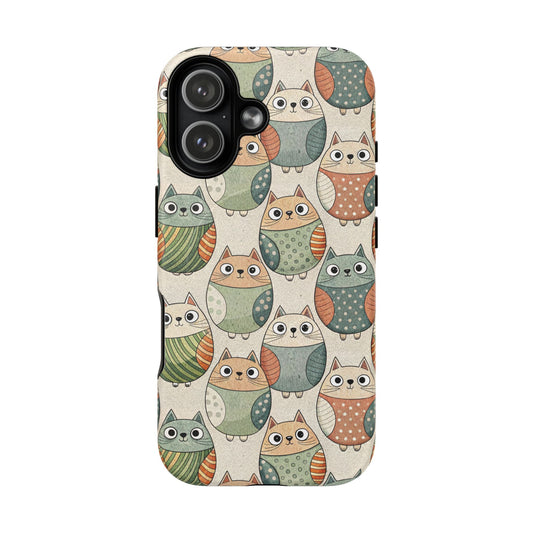 Magnetic case for iPhone 17 in a glossy finish with jumping cat print