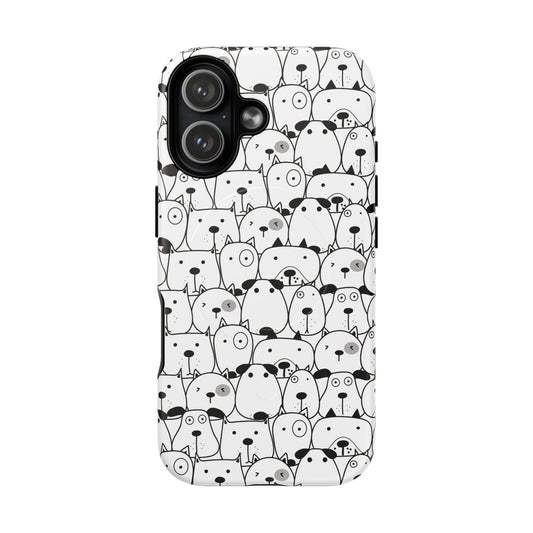 MagSafe compatible magnetic case for iPhone 17 in a matte finish with dog drawing print