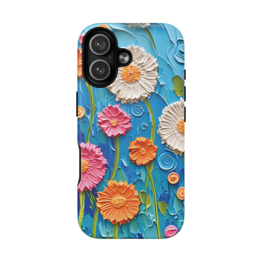 iPhone 17 magnetic phone case featuring oil painting flora botanical art