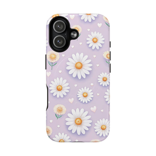 Romantic iPhone 17 magsafe compatible case featuring vintage style daisy clusters