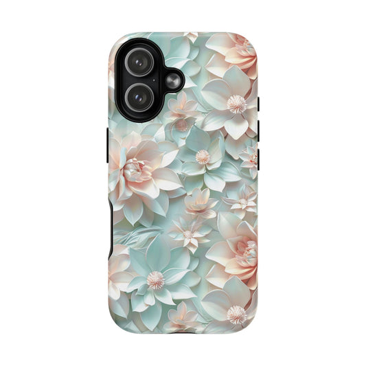 Soft floral iPhone magnetic case featuring painterly pastel blooms for iPhone 17