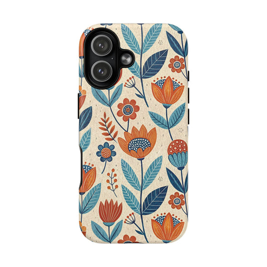Magnetic phone case featuring vintage botanical art for iPhone 17