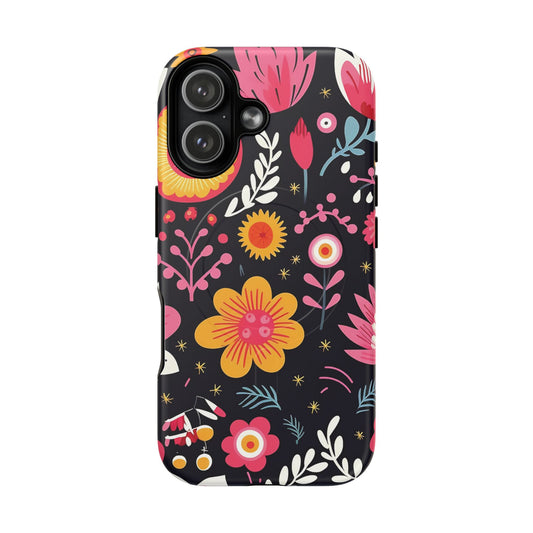 iPhone 17 magsafe compatible phone case with vibrant botanical art