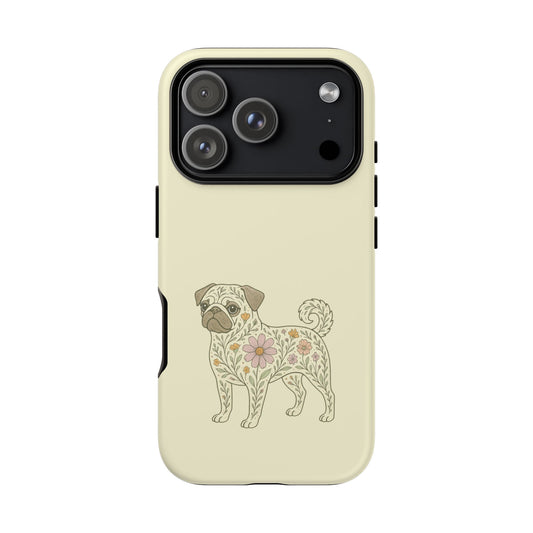 Petal Punch Bulldog iPhone 17 Pro tough case with a bulldog and flower crown art