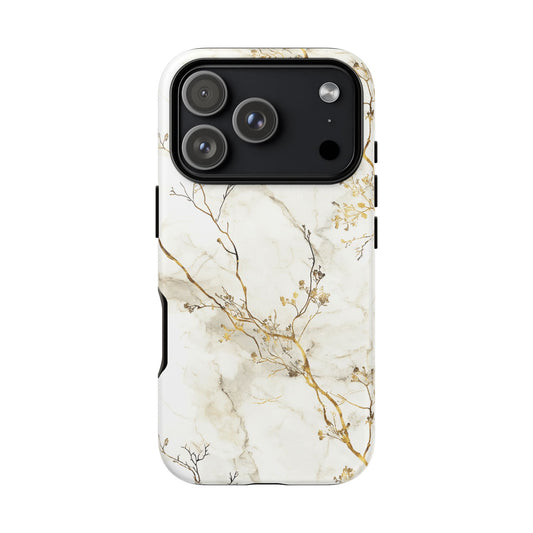Protective tough case with a luxury metallic marble aesthetic for iPhone 17 Pro