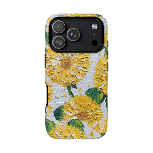 Rear view of a protective case with high definition sunflower oil art for iPhone 17 Pro