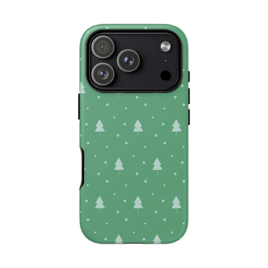 iPhone 17 Pro dual layer protective case featuring festive trees pattern