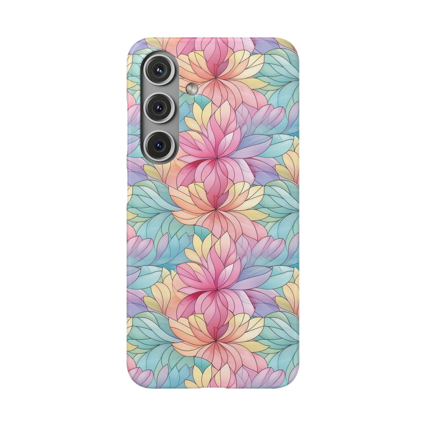 Samsung Galaxy S24 snap phone case - Colourful Flower Stained Glass