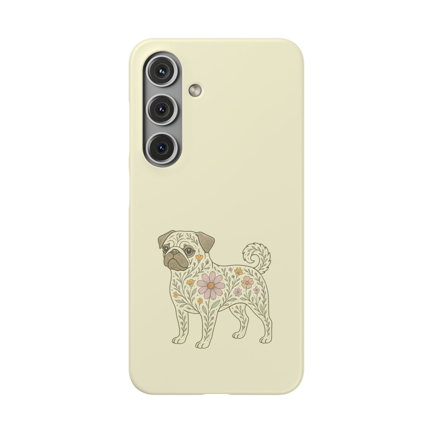 Samsung Galaxy scratch resistant slim case with bulldog themed floral motifs