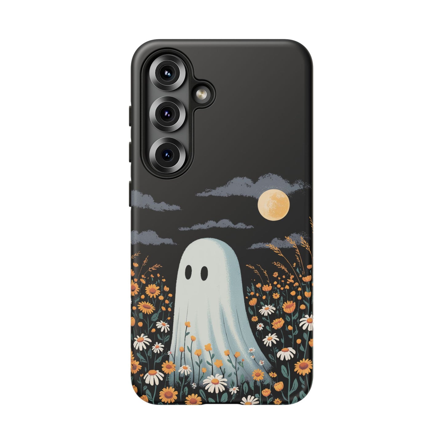 Protective tough case for Samsung Galaxy S25 with a cute ghost and moon print