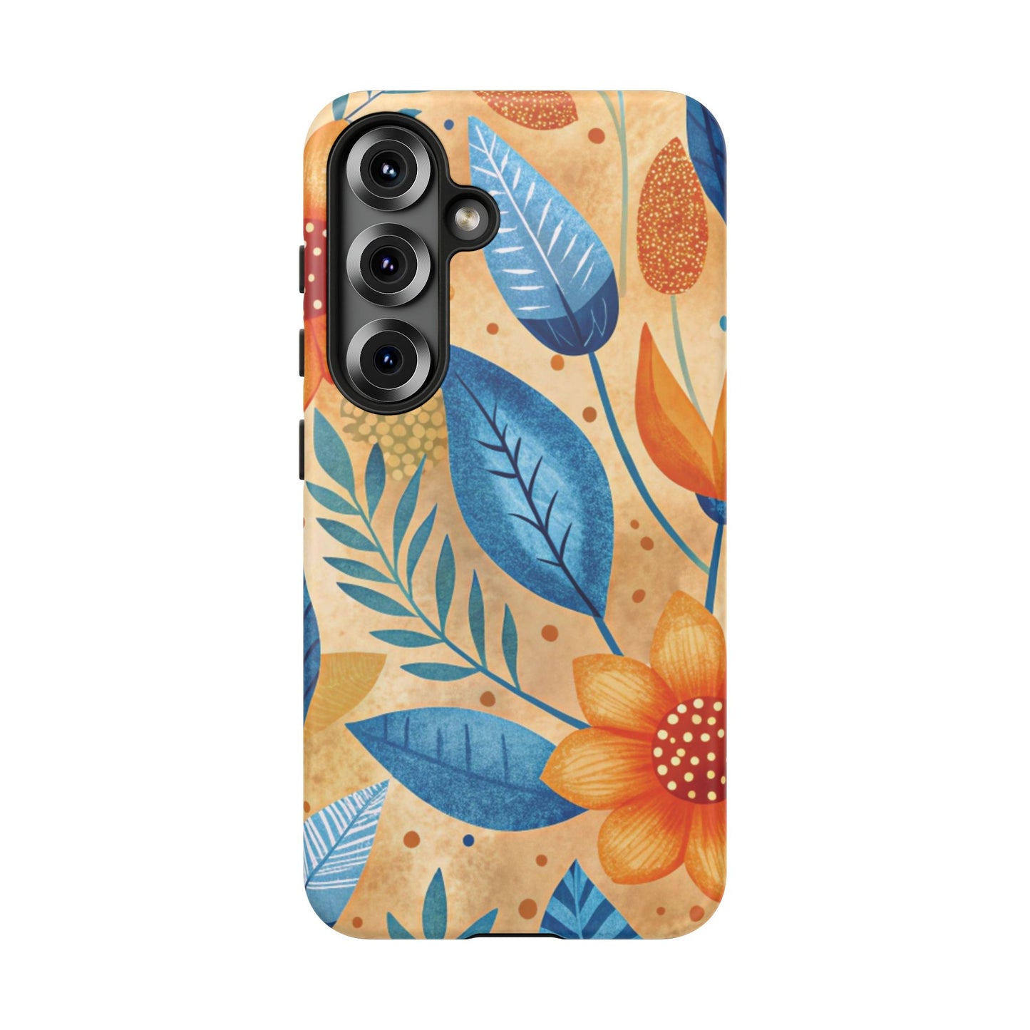 Samsung Galaxy S25 phone case - Orange Blue Floral