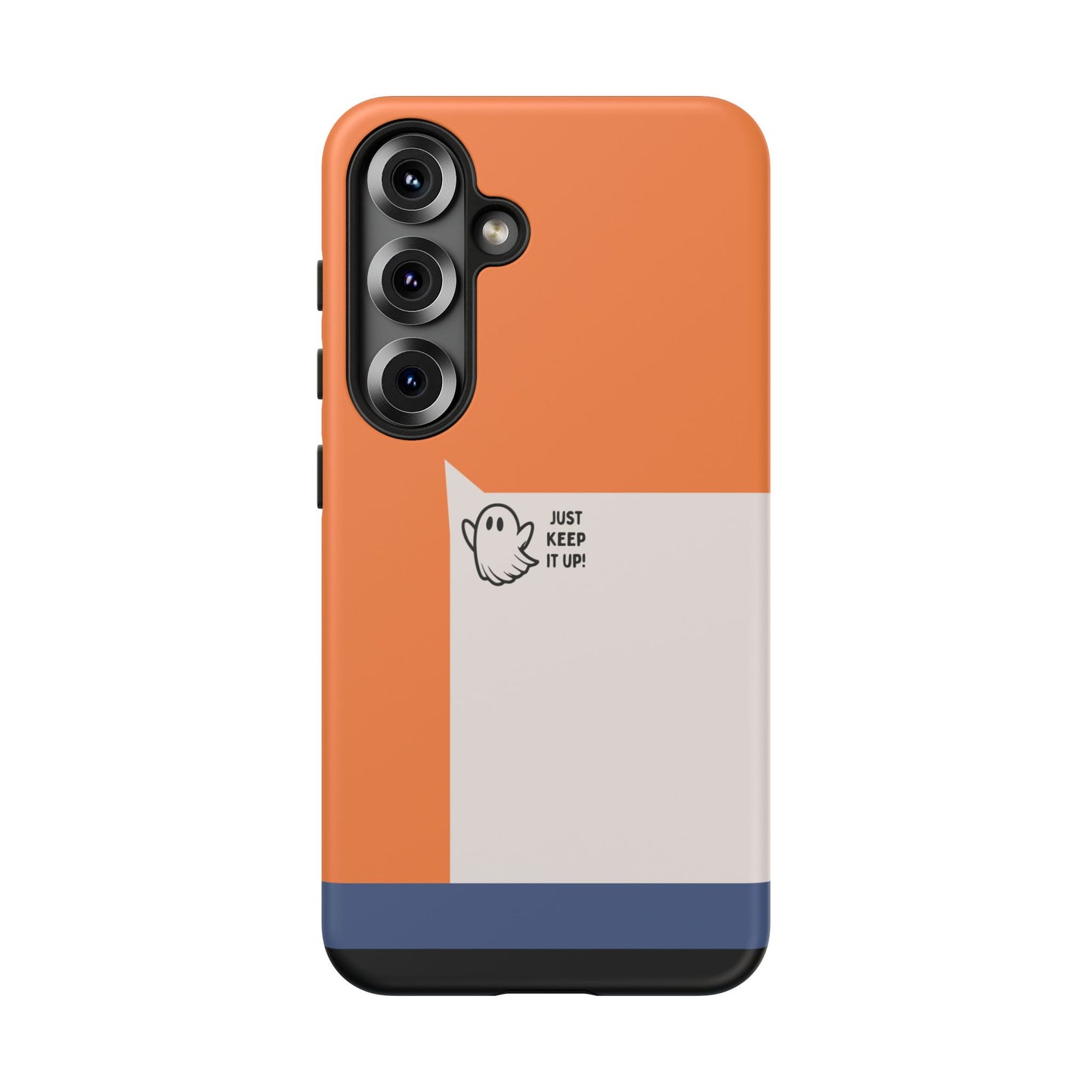 Whimsical Flying Ghost minimalist case shown on a Samsung Galaxy S25