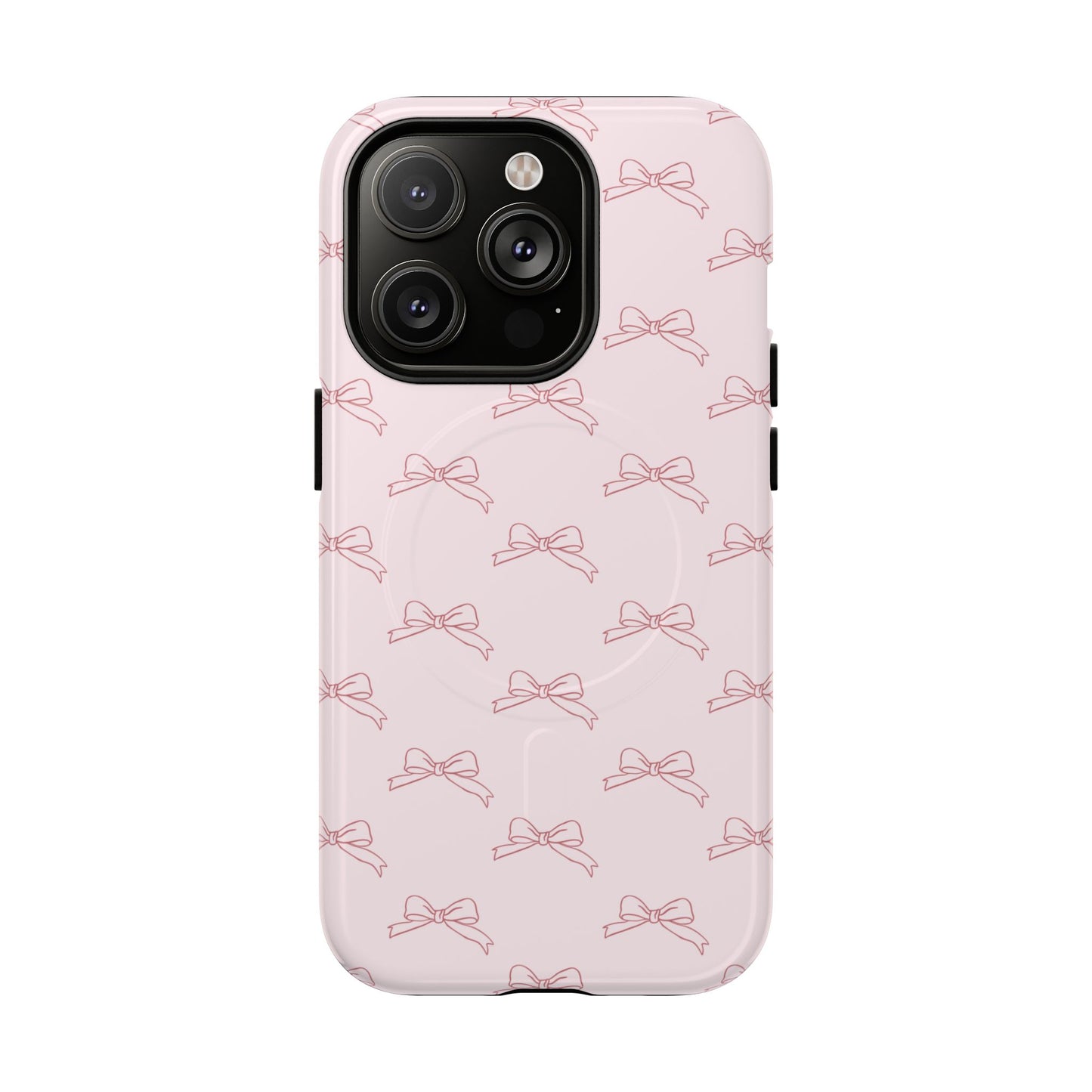 MagSafe compatible tough case with line art bow pattern