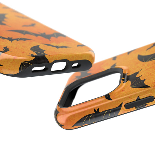 Tough halloween bats pattern case for iPhone showing tactile buttons and precise port cutouts