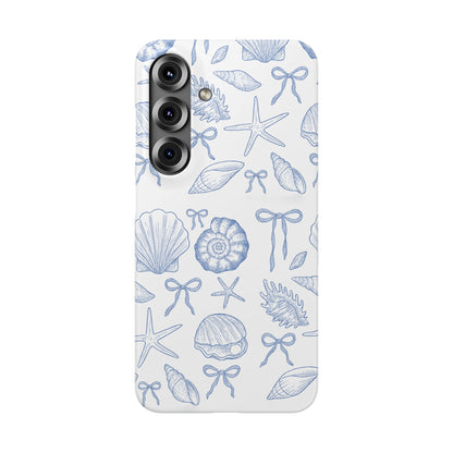 Aesthetic blue seashell pattern durable Snap Case