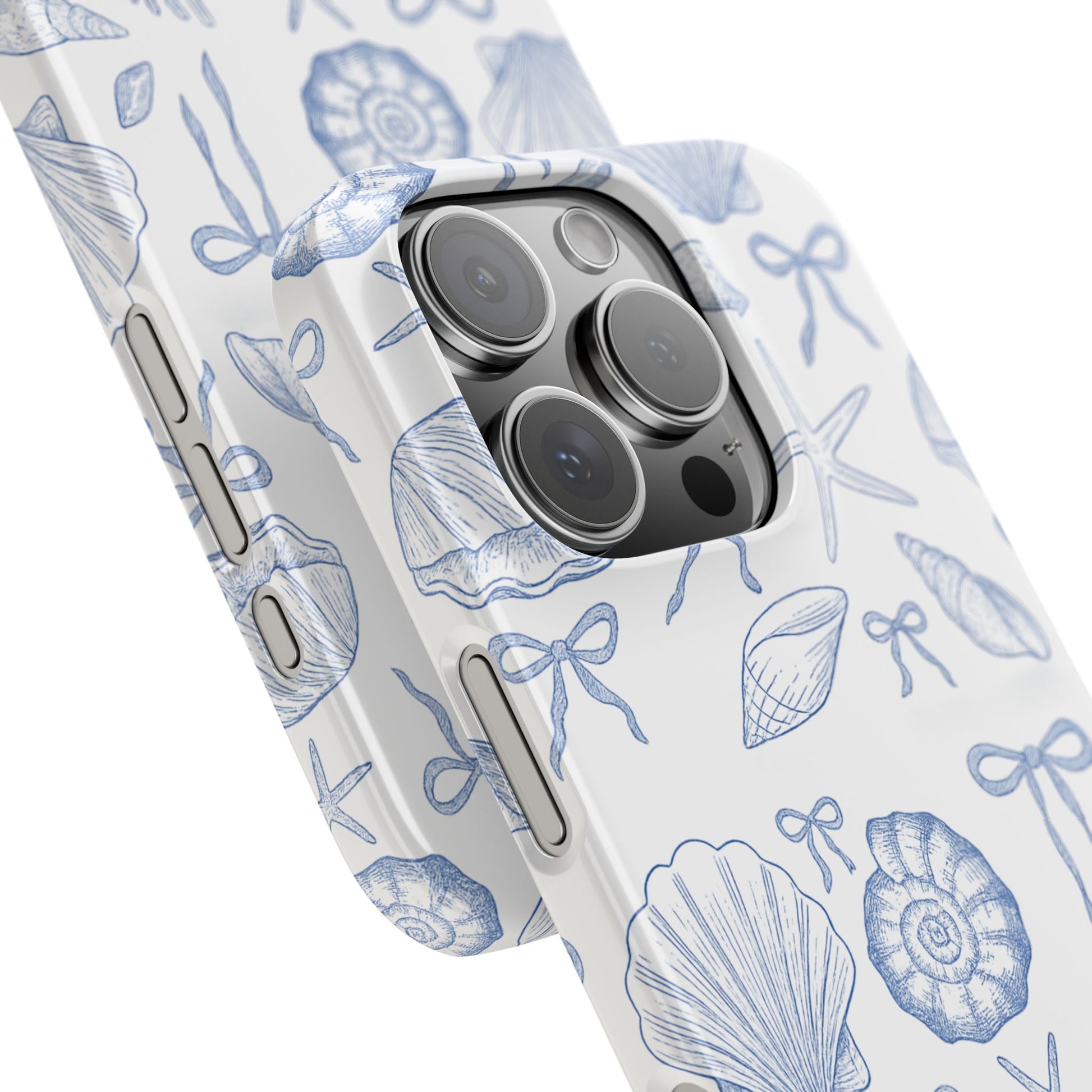 Blue ribbon and seashell pattern Snap Case