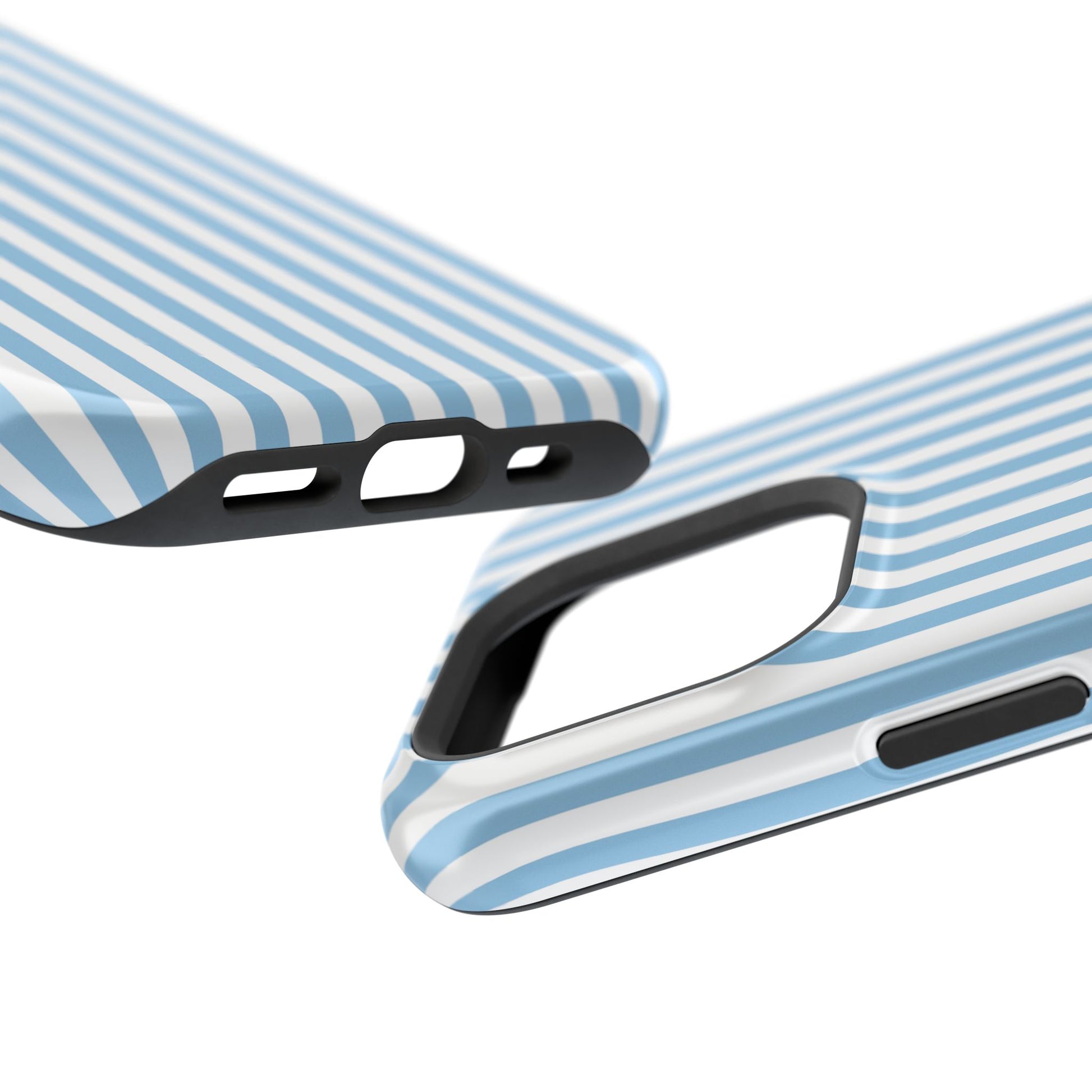 Precision cut ports on an iPhone Ocean Stripe protective tough case