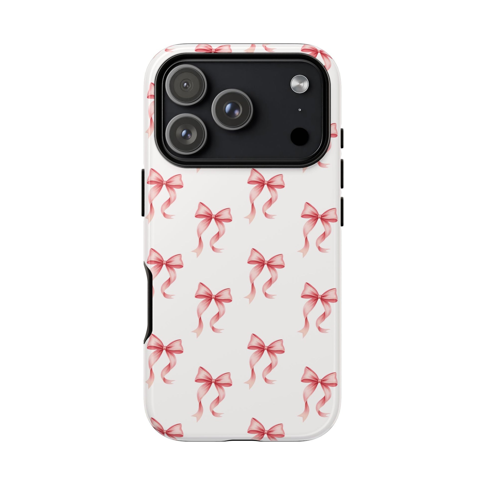 Coquette aesthetic phone case with delicate pink bow motif iPhone 17 Pro