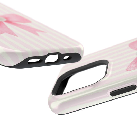 Coquette aesthetic pearl center bow tough phone case