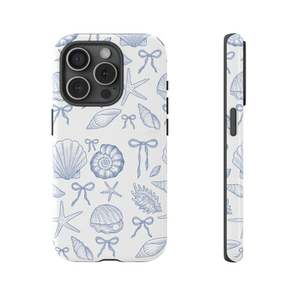 Detailed blue coastal pattern protective phone case