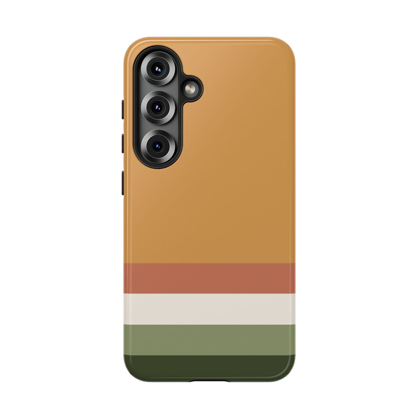Durable Samsung Galaxy tough case with a warm forest green color palette