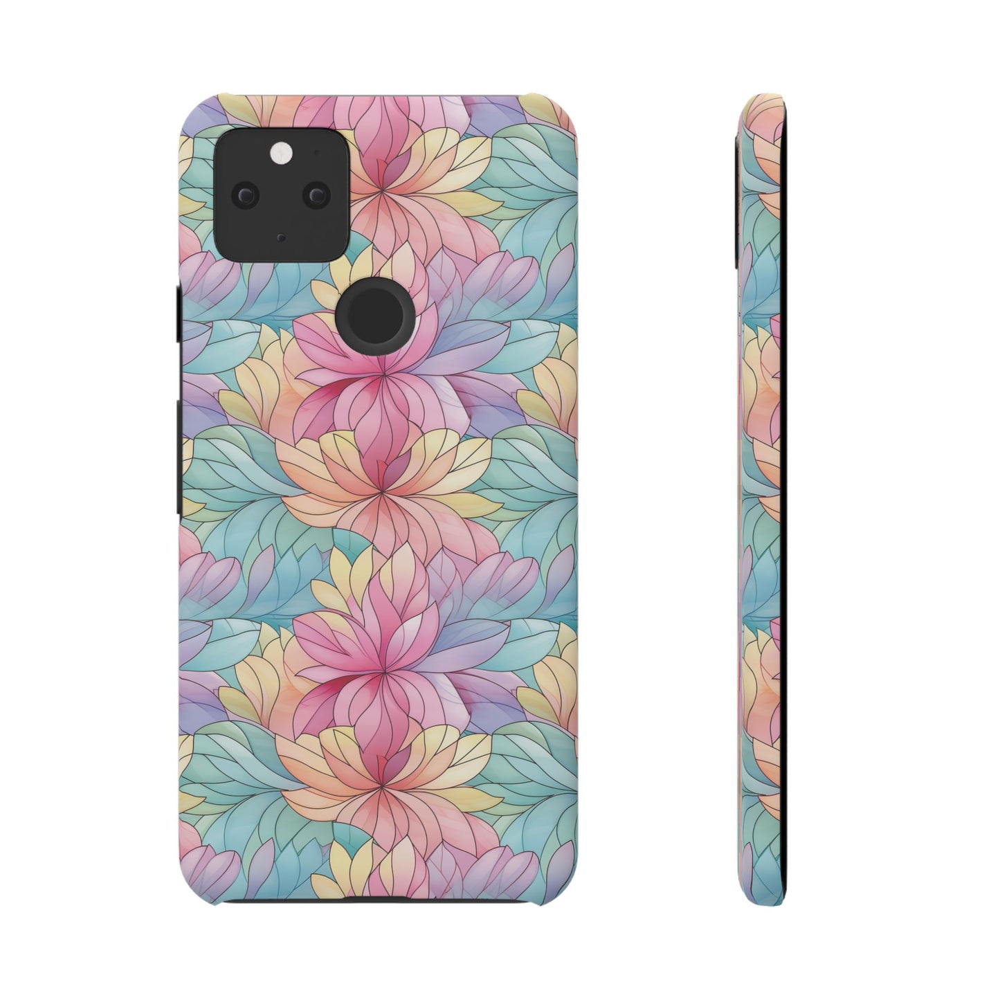 Google Pixel 5 snap phone case - Colourful Flower Stained Glass