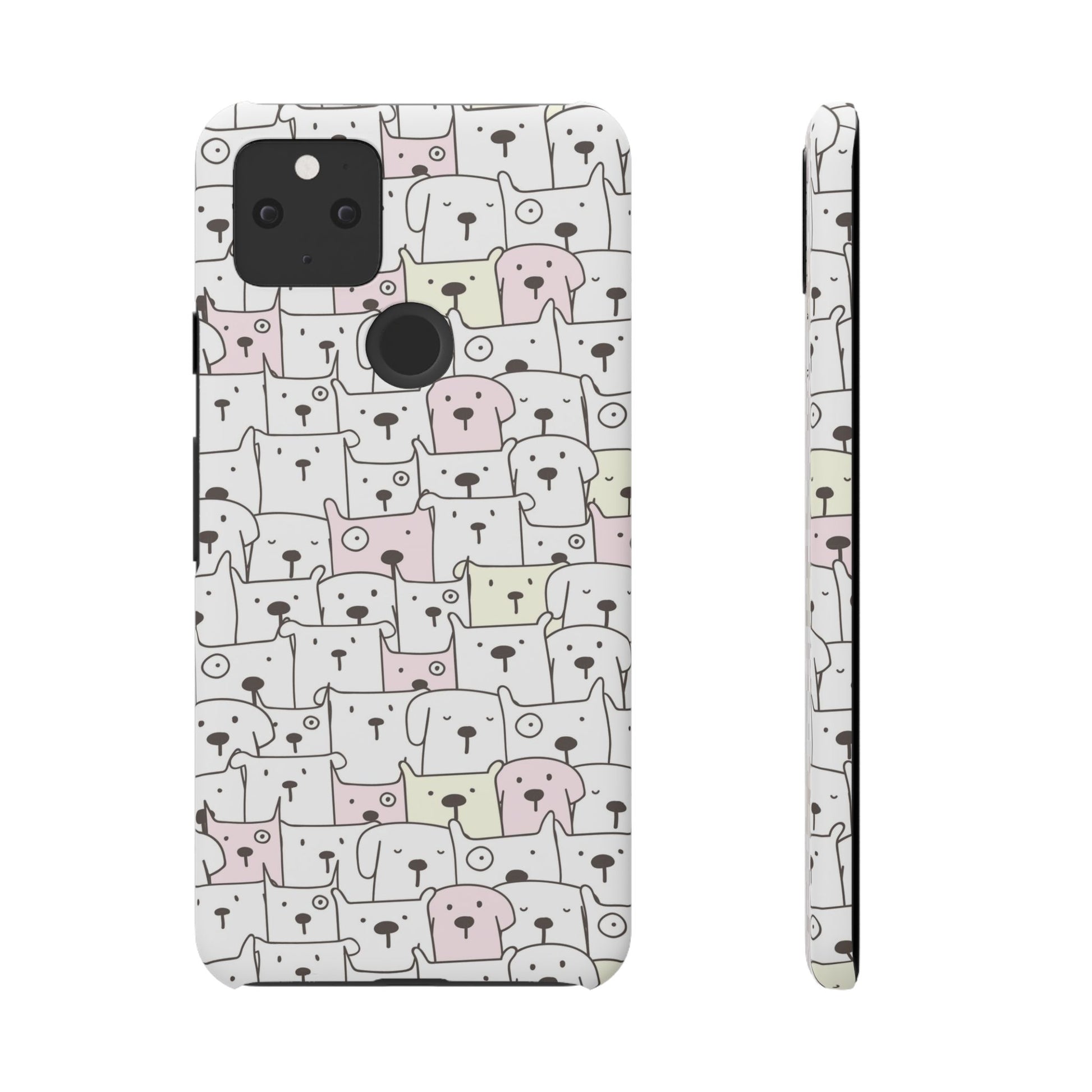 Google Pixel 5 snap phone case - Cute Yellow Pink Dogs Drawing