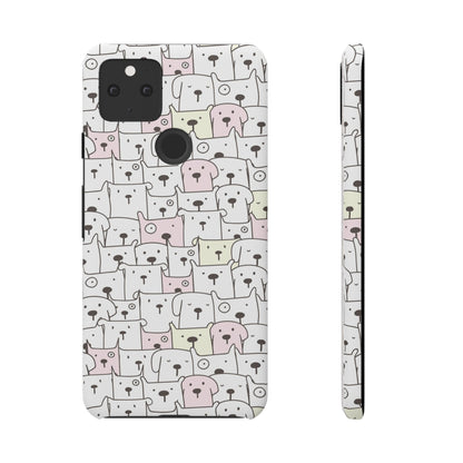 Google Pixel 5 snap phone case - Cute Yellow Pink Dogs Drawing