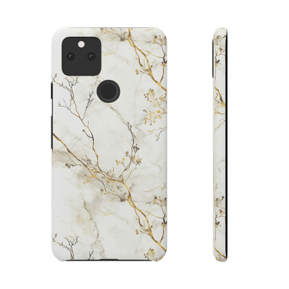 Google Pixel 5 snap phone case - Gold branches Marble