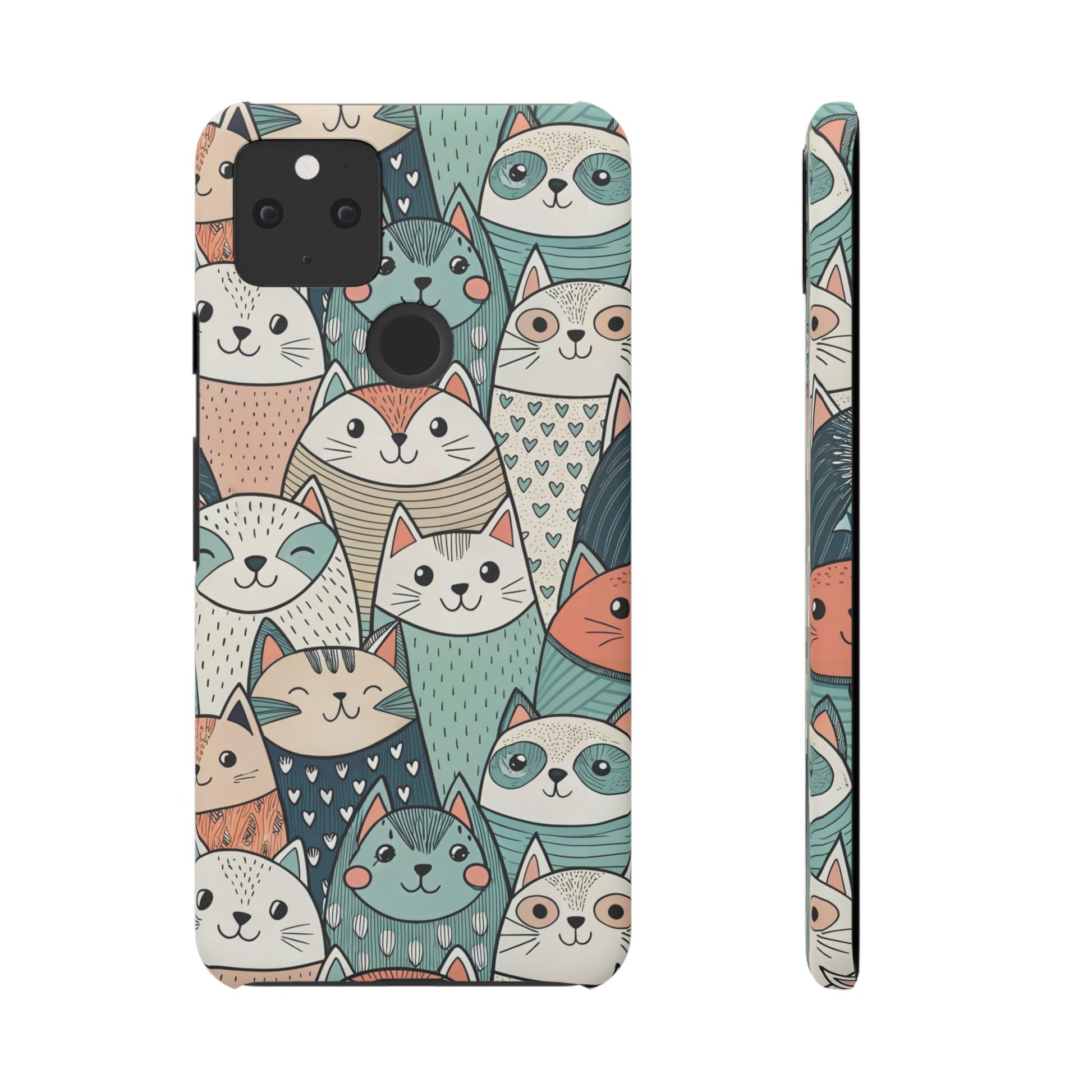Google Pixel 5 snap phone case - Group of Cute Animals