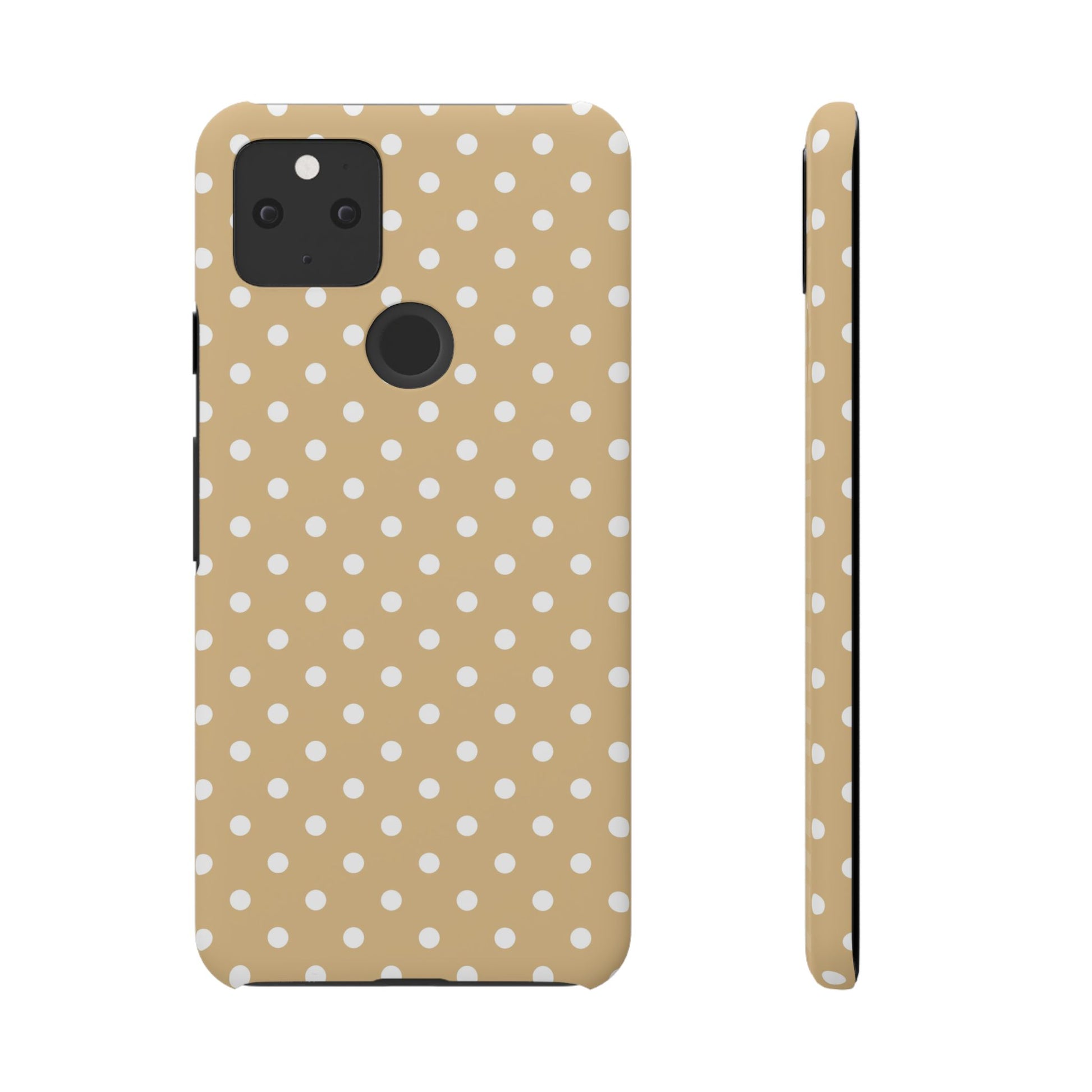 Google Pixel 5 snap phone case - Latte Polka Dot