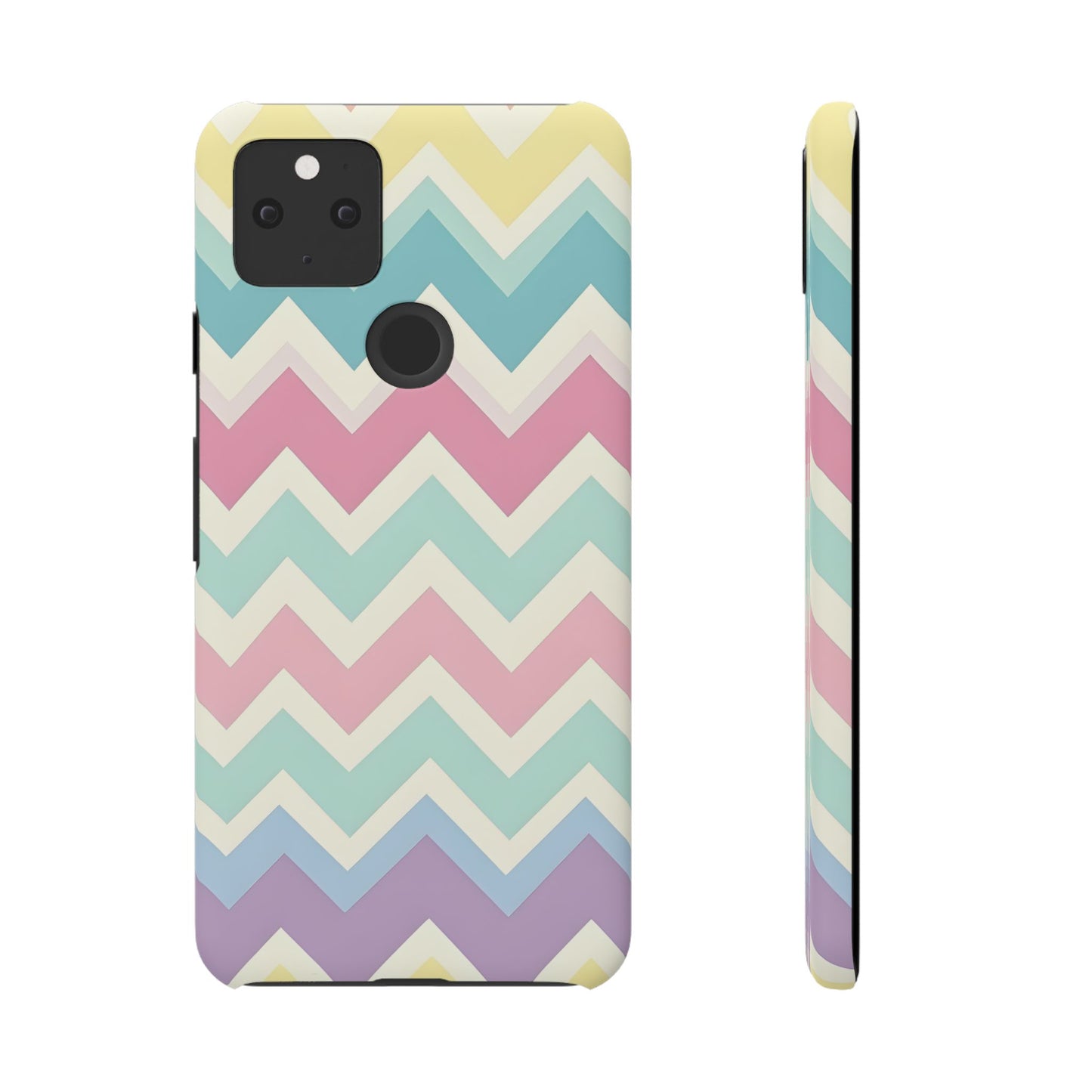 Google Pixel 5 snap phone case - Pastel Chevron Pattern