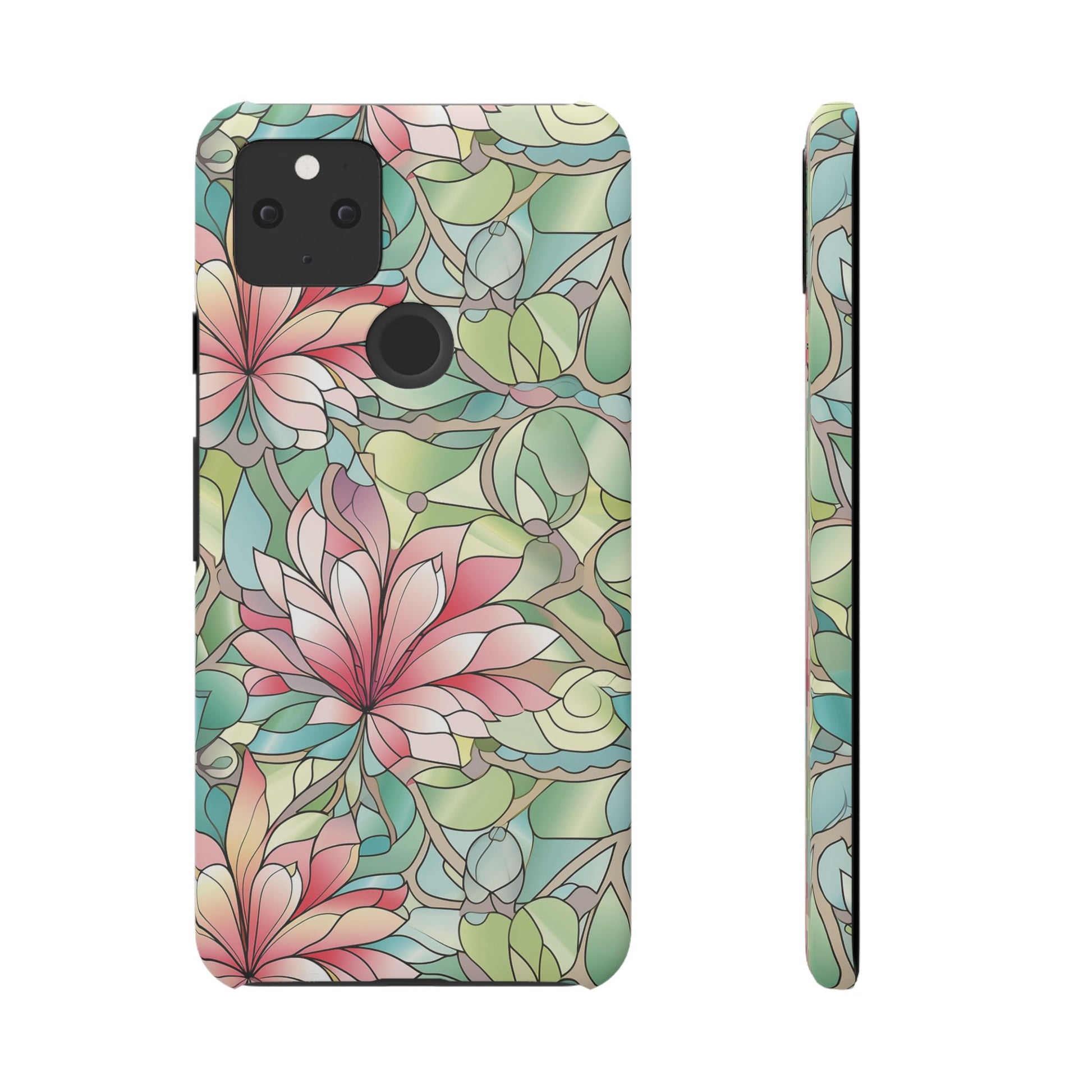 Google Pixel 5 snap phone case - Pastel Flower Stained Glass