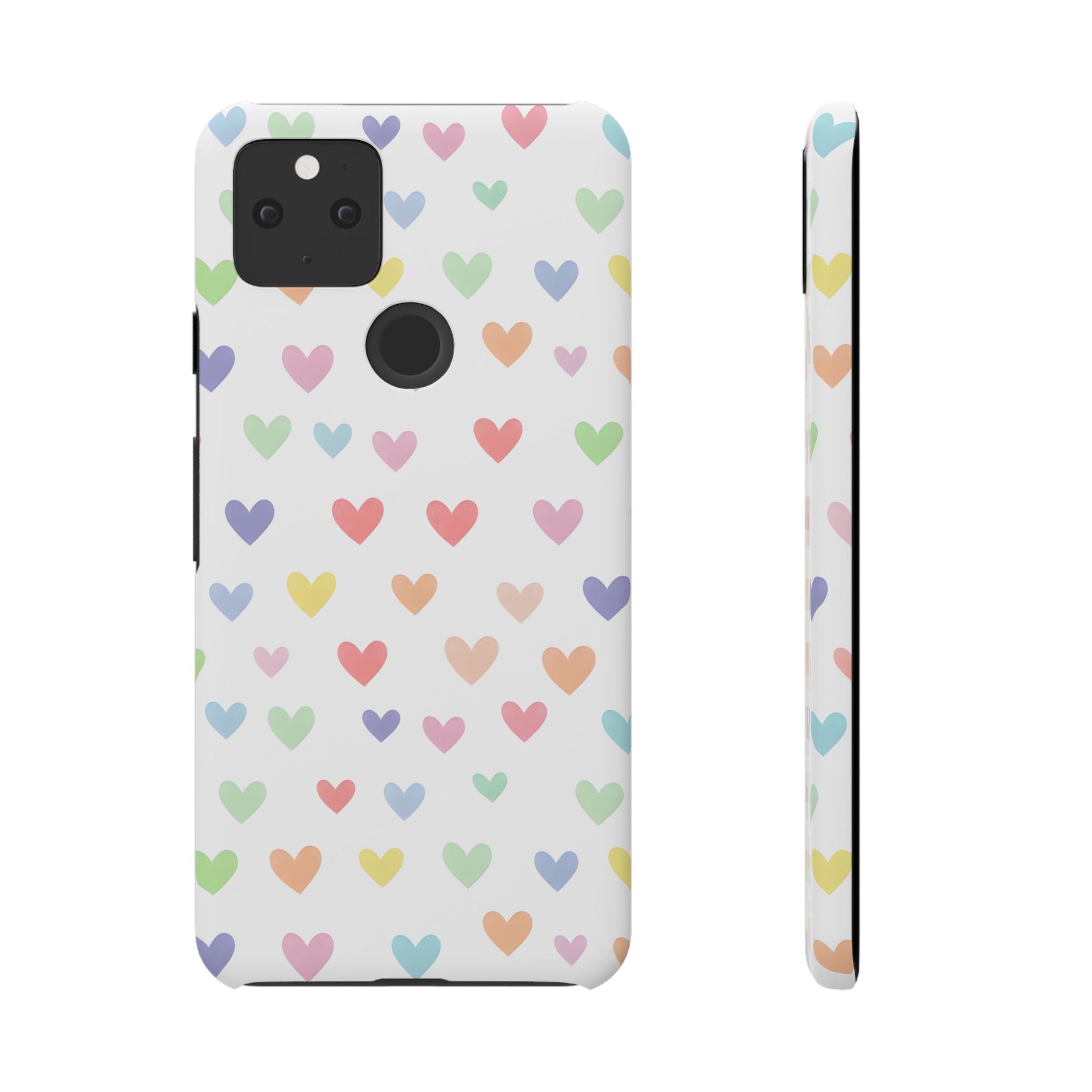 Google Pixel 5 snap phone case - Pastel Heart Shapes Pattern