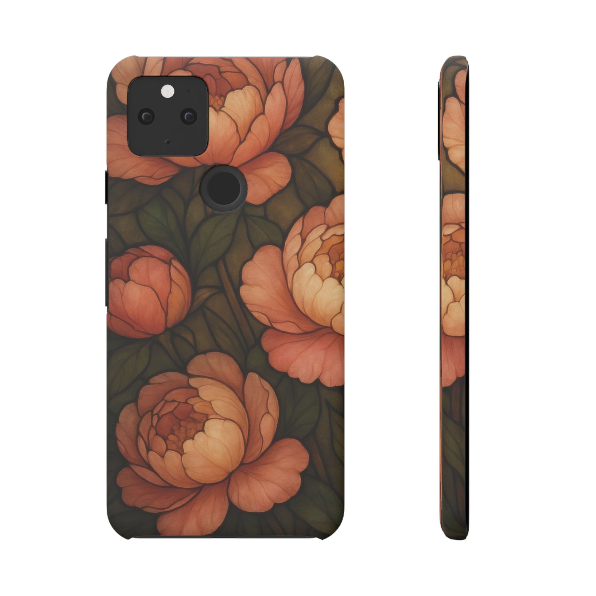 Google Pixel 5 snap phone case - Peony Stained Glass