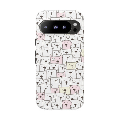Google Pixel 9 Pro phone case - Cute Yellow Pink Dogs Drawing