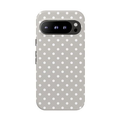 Google Pixel 9 Pro phone case - Grey Colour Polka Dots