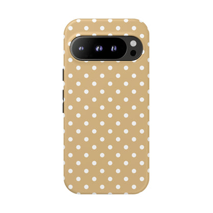 Google Pixel 9 Pro phone case - Latte Polka Dot