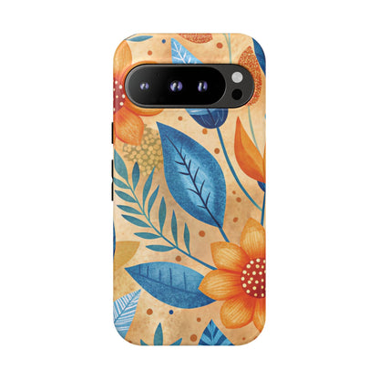 Google Pixel 9 Pro phone case - Orange Blue Floral