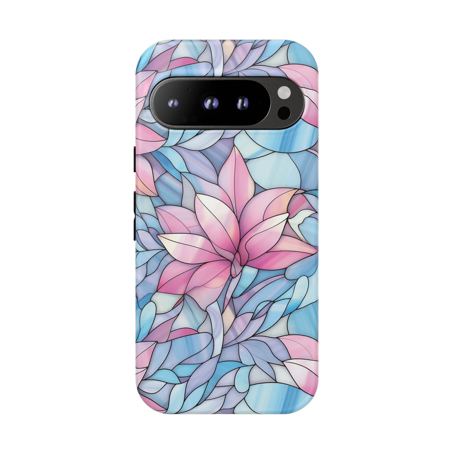 Google Pixel 9 Pro phone case - Pink Flower Stained Glass
